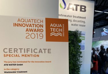 Zertifikat der Aquatech-Preisverleihung