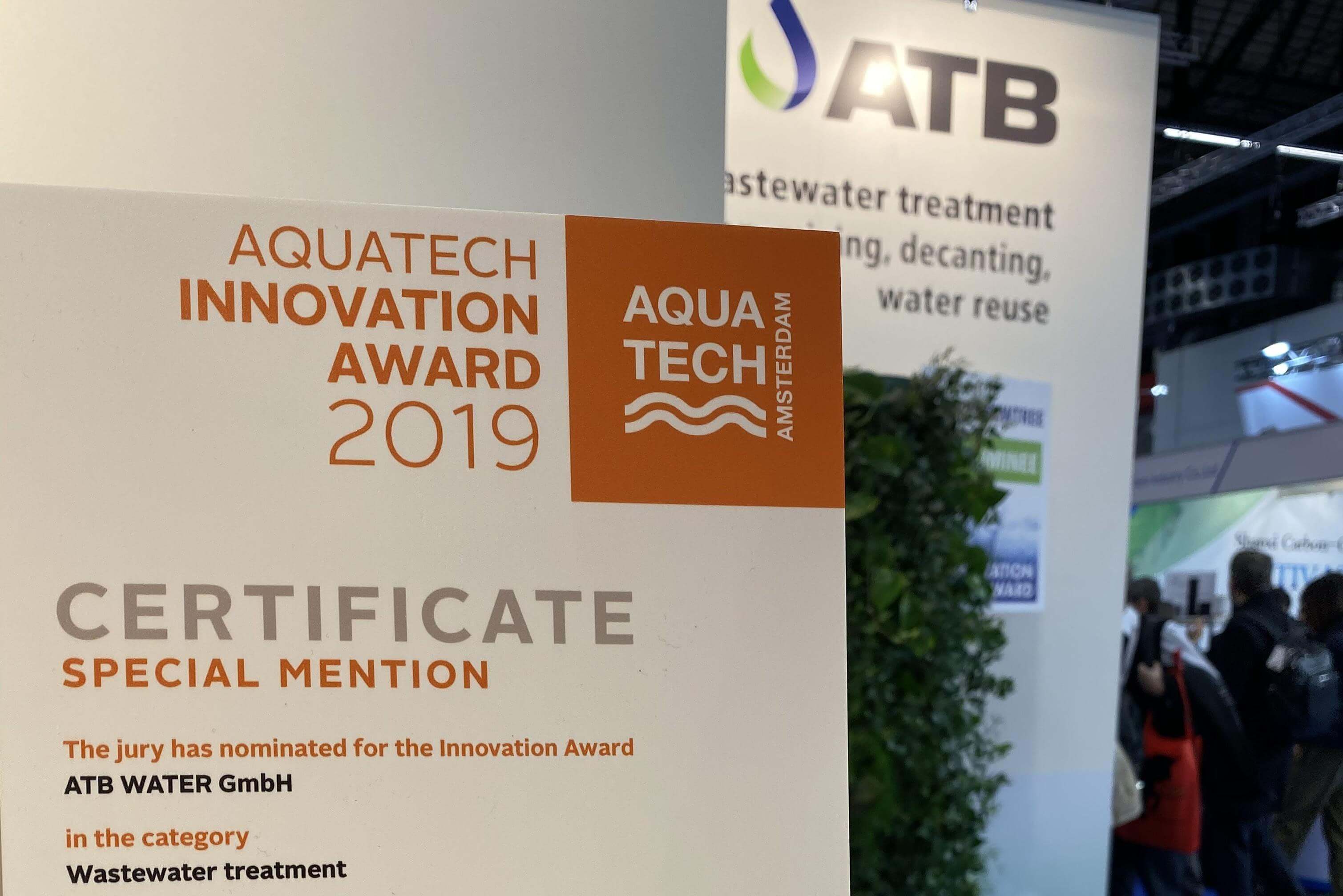 Zertifikat der Aquatech-Preisverleihung
