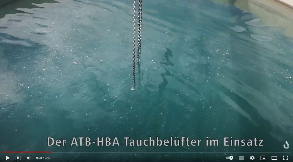 Der HBA selbstansaugende Tauchbelüfter im Einsatz im Wasserbecken