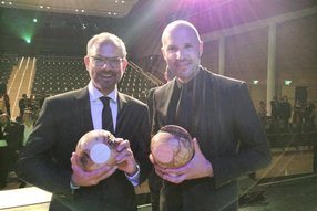 Markus Baumann mit der Moderatorin der GreenTec Awards 2014